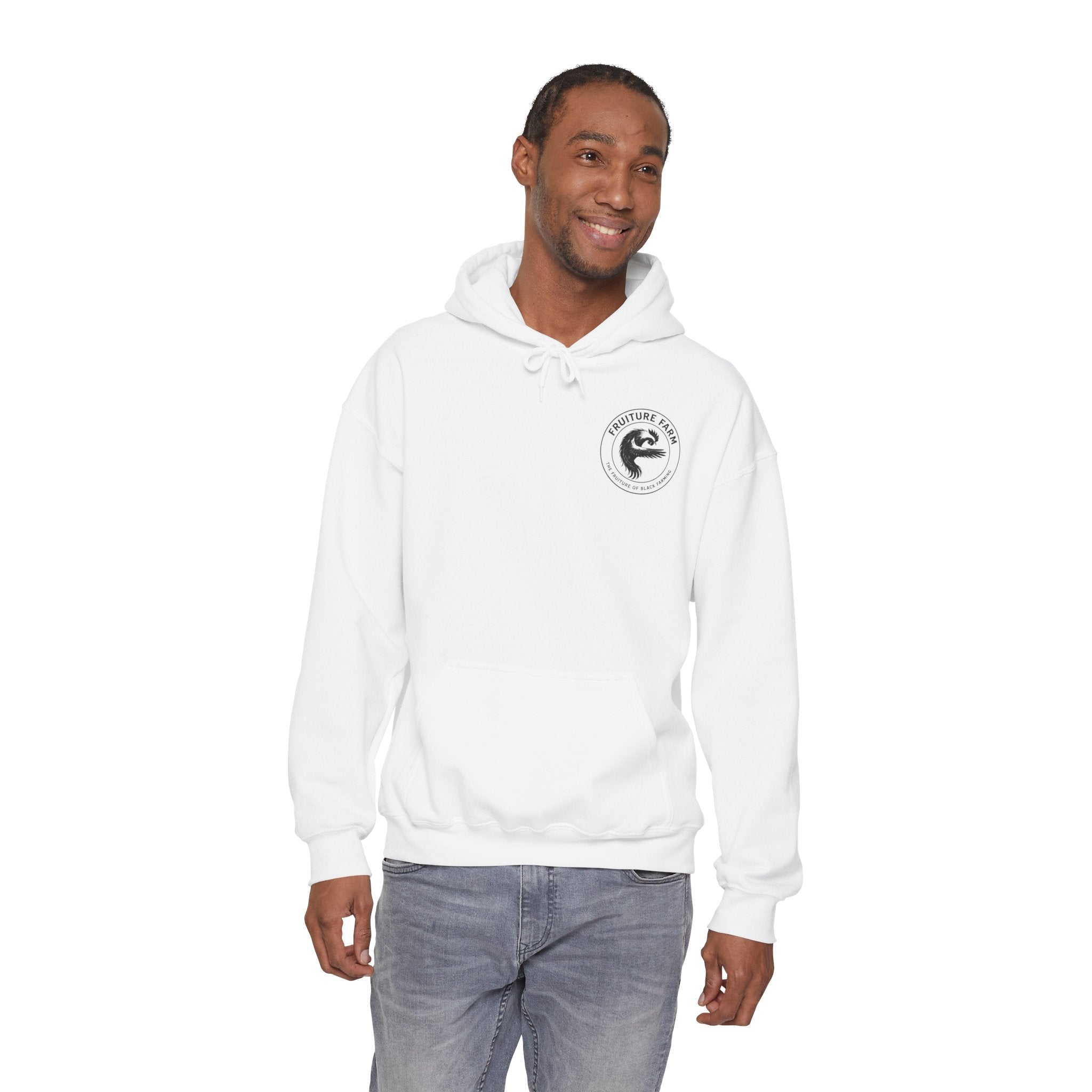 Fruit Farm Logo Hoodie - Minimal Monochrome Crest Pullover