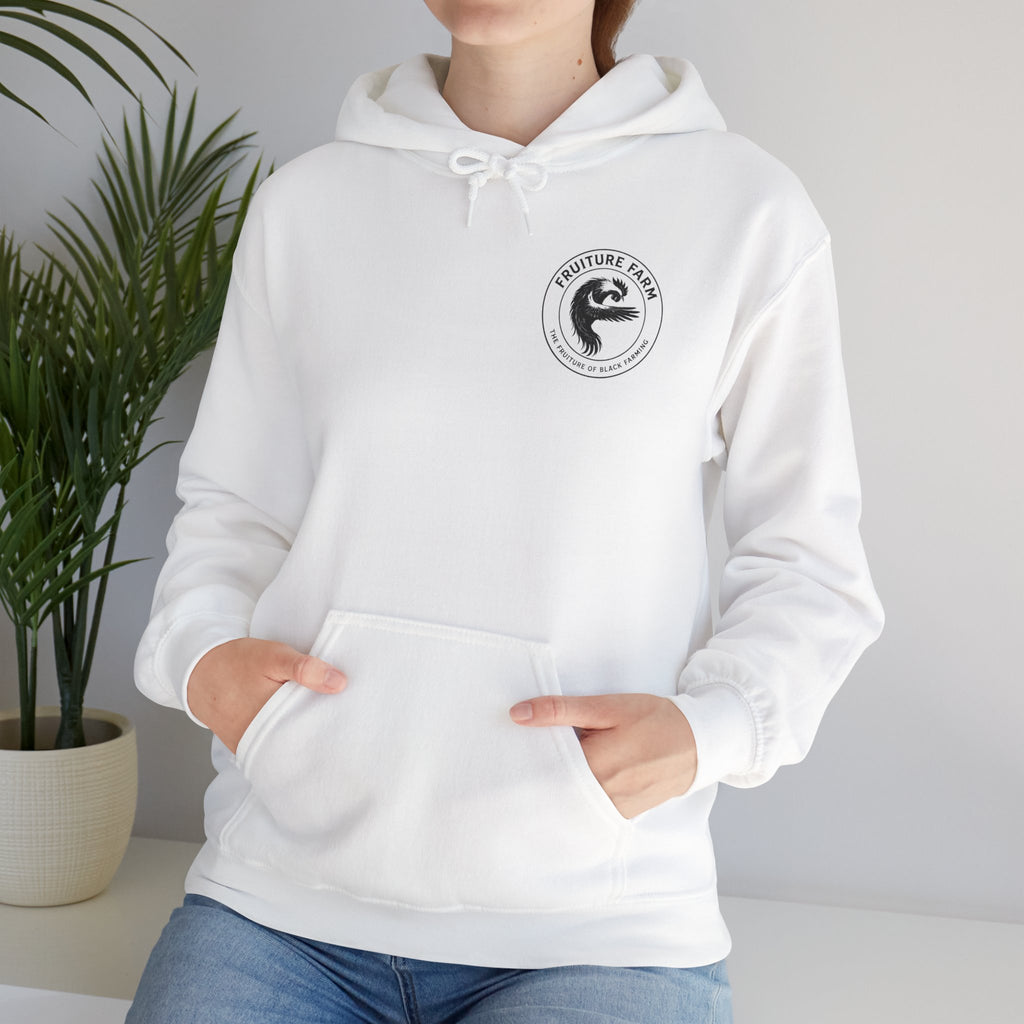 Fruit Farm Logo Hoodie - Minimal Monochrome Crest Pullover