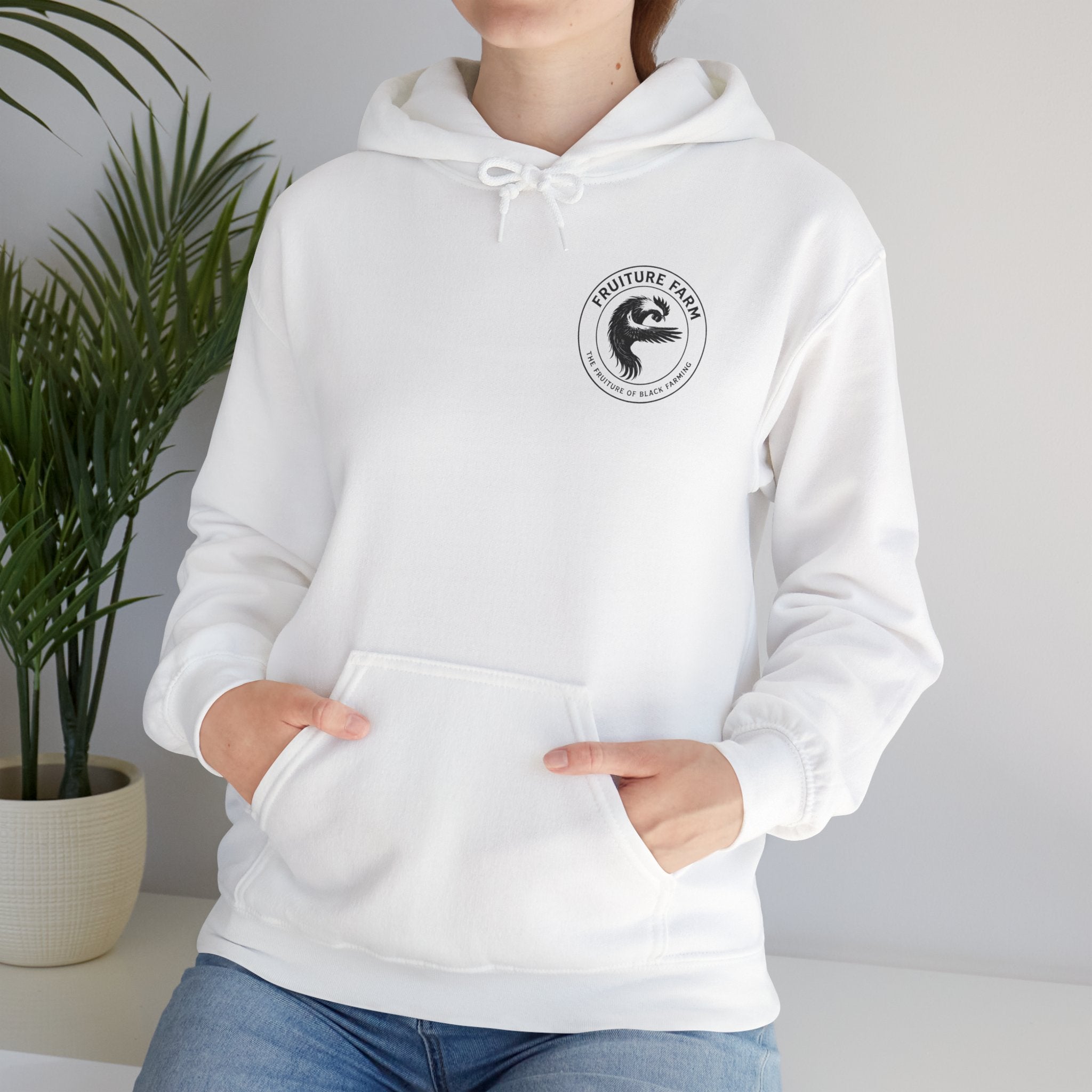 Fruit Farm Logo Hoodie - Minimal Monochrome Crest Pullover