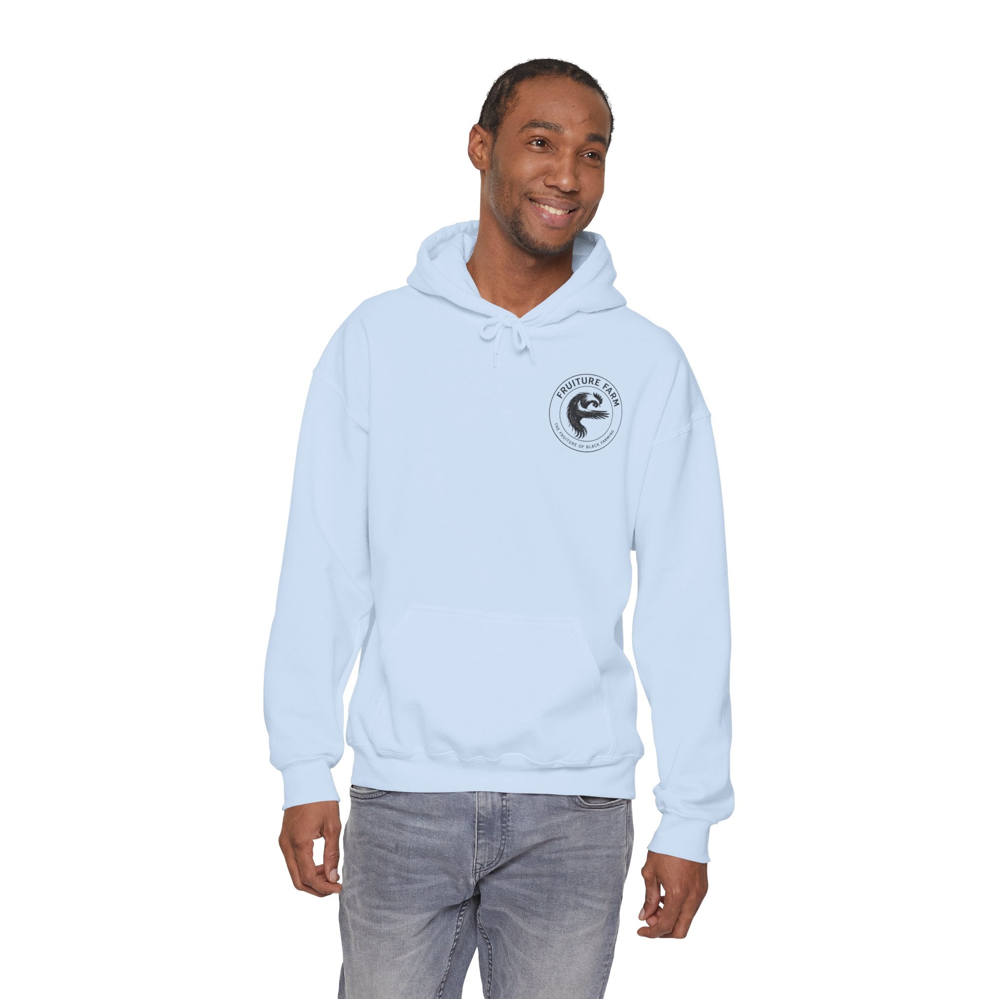 Fruit Farm Logo Hoodie - Minimal Monochrome Crest Pullover