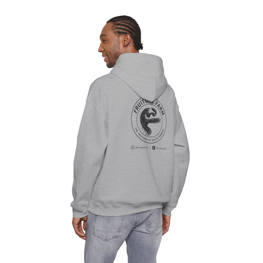 Fruit Farm Logo Hoodie - Minimal Monochrome Crest Pullover
