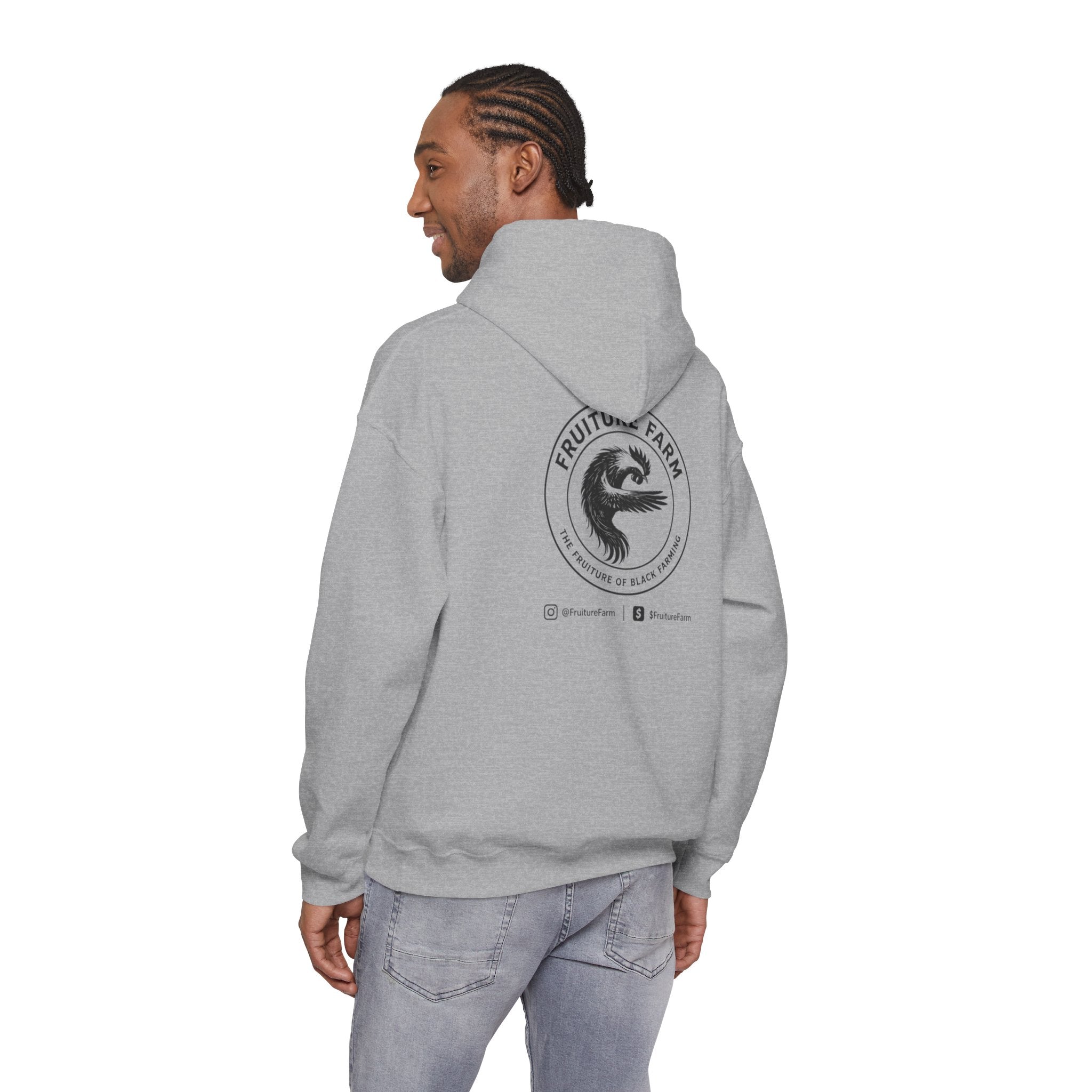 Fruit Farm Logo Hoodie - Minimal Monochrome Crest Pullover