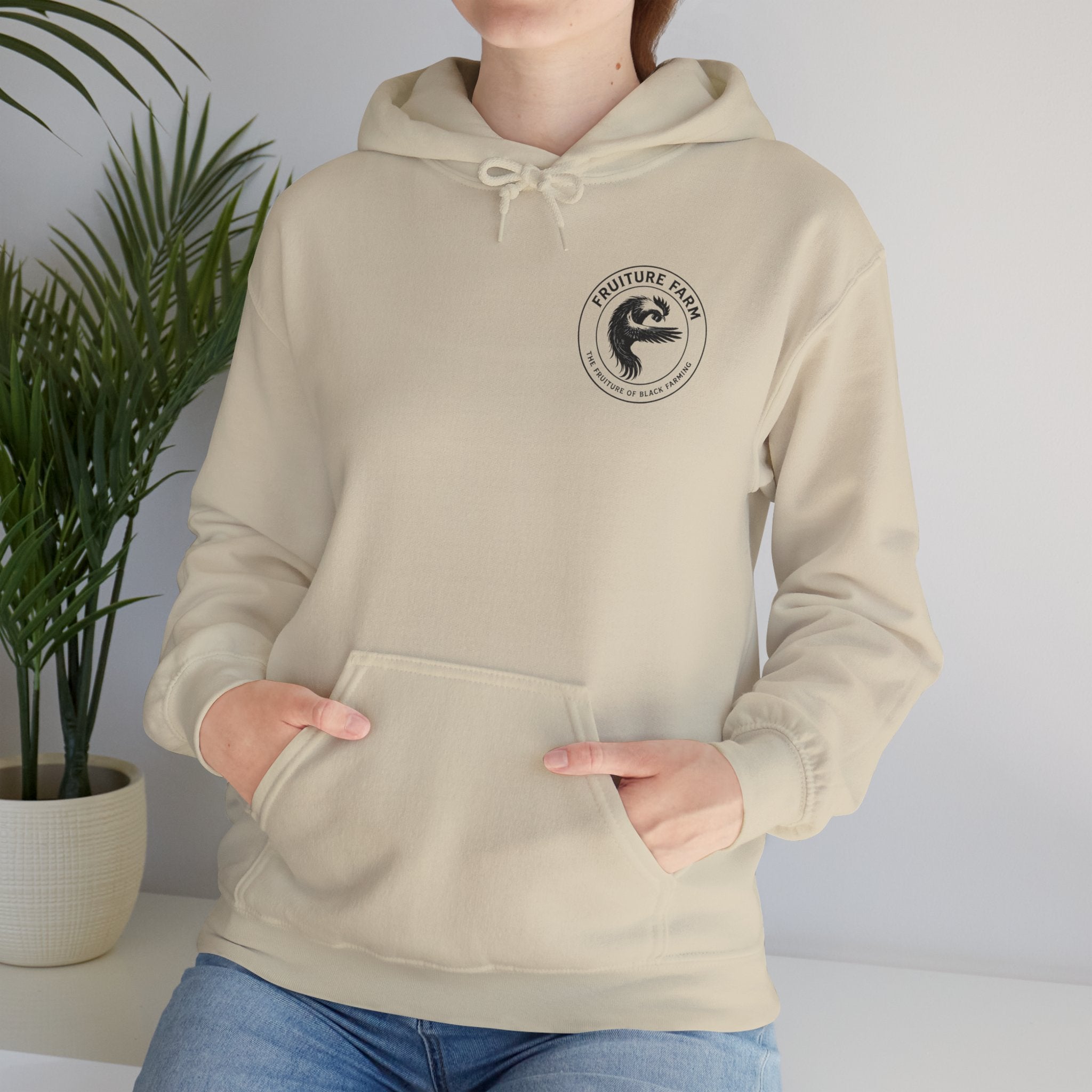 Fruit Farm Logo Hoodie - Minimal Monochrome Crest Pullover
