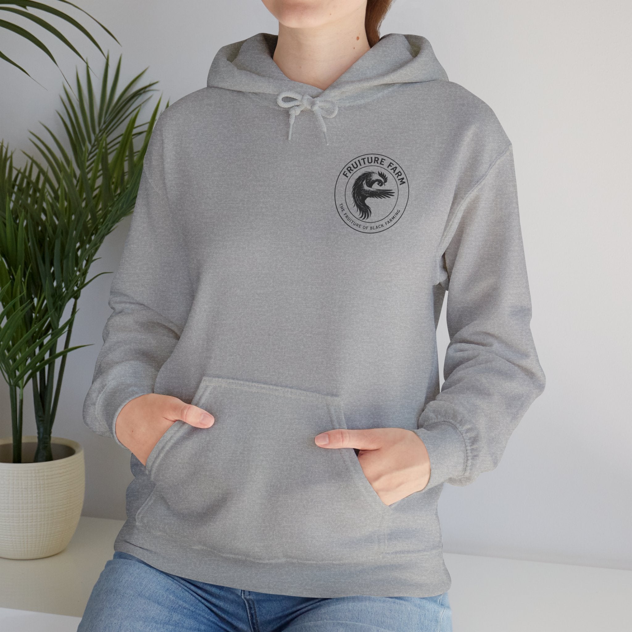 Fruit Farm Logo Hoodie - Minimal Monochrome Crest Pullover