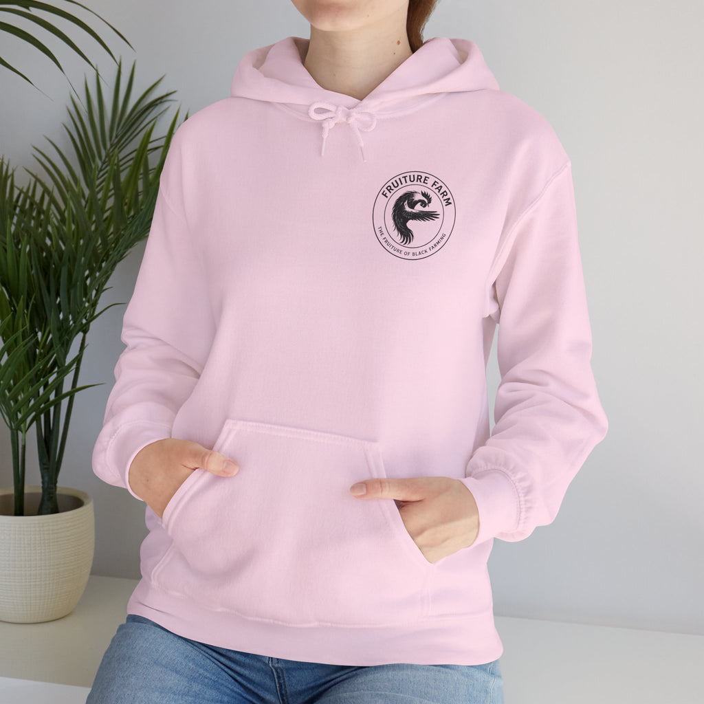 Fruit Farm Logo Hoodie - Minimal Monochrome Crest Pullover