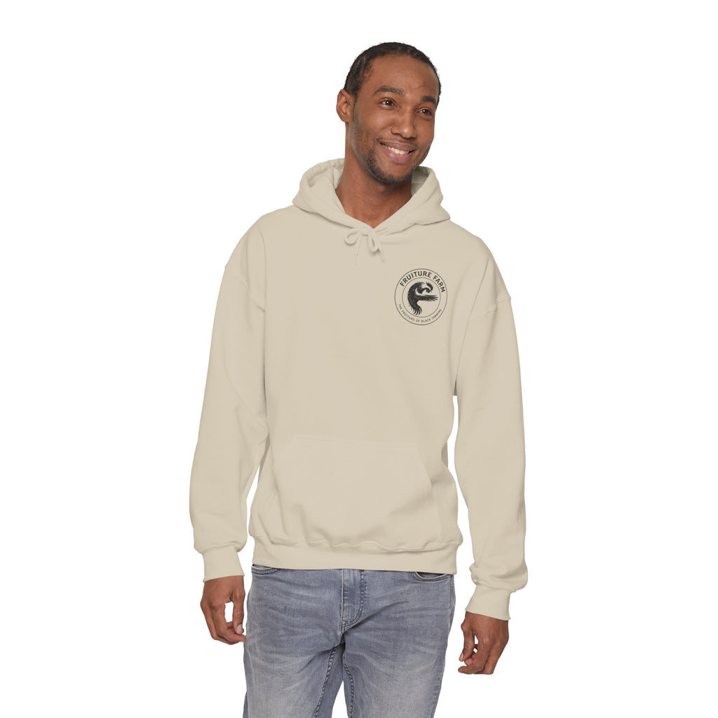 Fruit Farm Logo Hoodie - Minimal Monochrome Crest Pullover