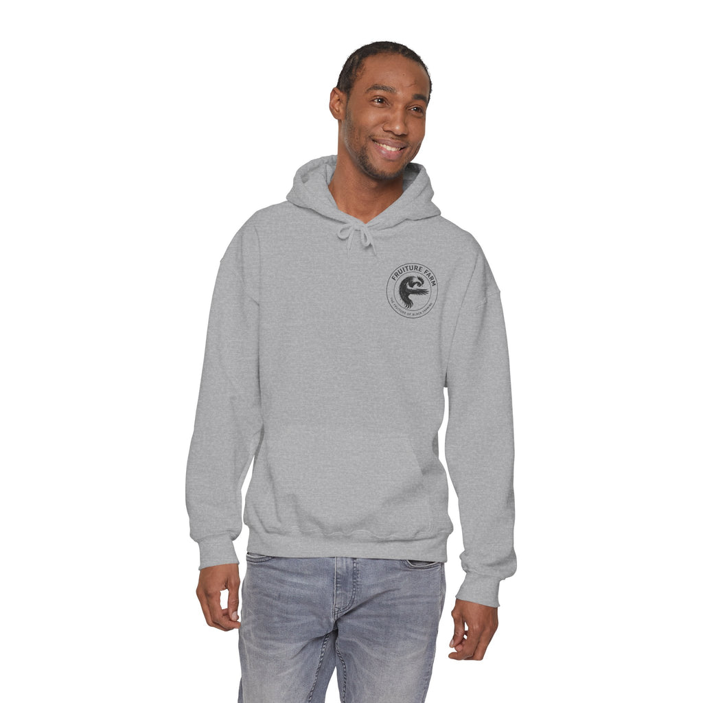 Fruit Farm Logo Hoodie - Minimal Monochrome Crest Pullover