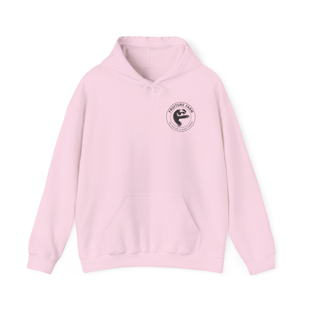 Fruit Farm Logo Hoodie - Minimal Monochrome Crest Pullover