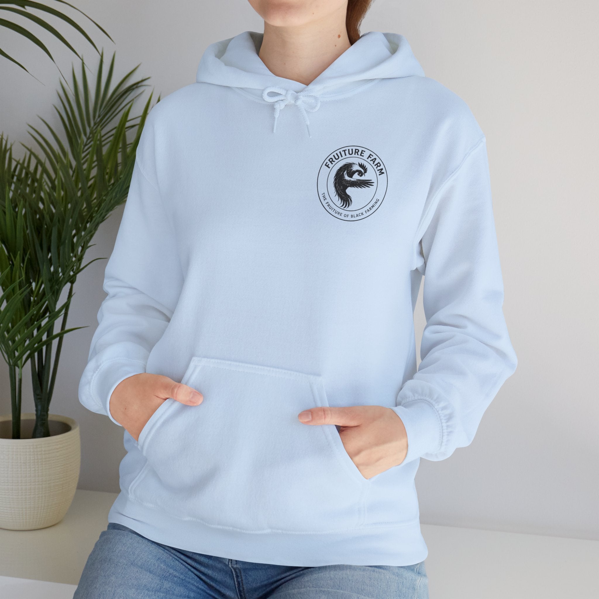 Fruit Farm Logo Hoodie - Minimal Monochrome Crest Pullover